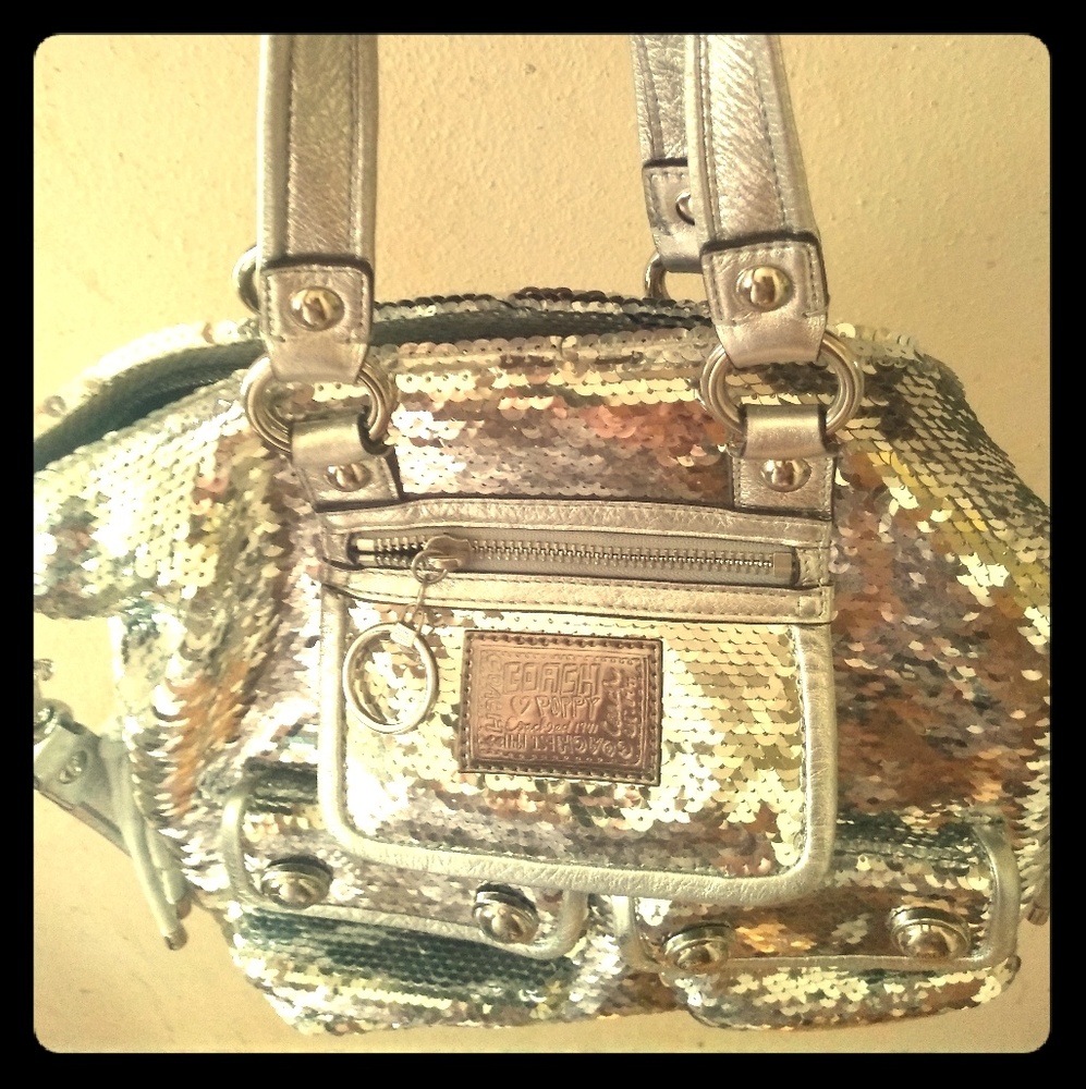 Coach Poppy bag silver sequins